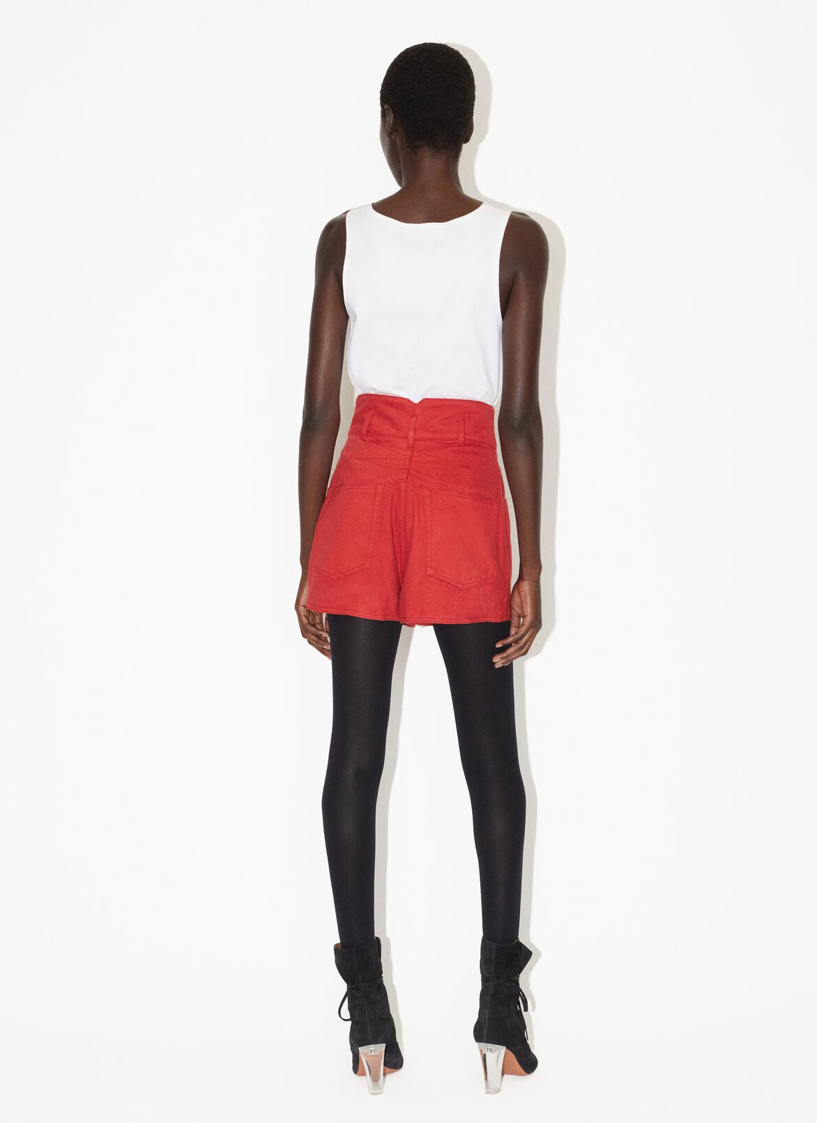 High-Waist denim Shorts ALAÏA RED HIGH-WAIST DENIM SHORTS